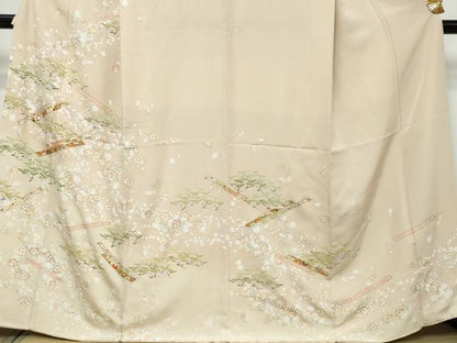 平和屋着物●訪問着　駒刺繍　吉祥草花文　暈し染め　金彩　正絹　逸品　DABI9244ud