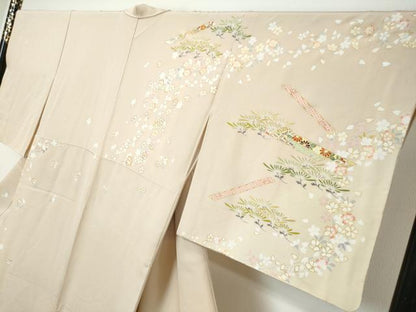 平和屋着物●訪問着　駒刺繍　吉祥草花文　暈し染め　金彩　正絹　逸品　DABI9244ud