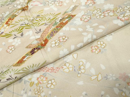 平和屋着物●訪問着　駒刺繍　吉祥草花文　暈し染め　金彩　正絹　逸品　DABI9244ud