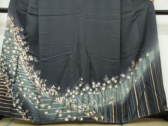 平和屋着物●訪問着　草葉文　暈し染め　金彩　正絹　逸品　DABI9246ud