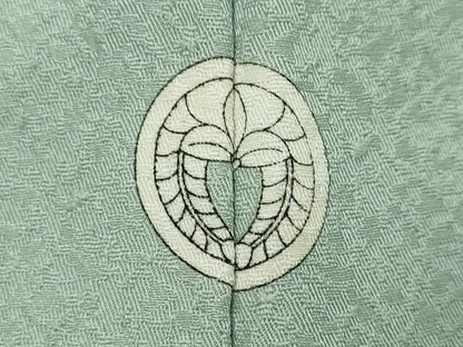 平和屋着物●上質な色無地　紋意匠　白緑色　正絹　逸品　DABI9248ud