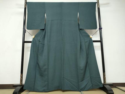 平和屋着物●上質な色無地　鉄色　正絹　逸品　DABI9250ud
