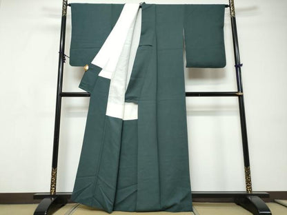 平和屋着物●上質な色無地　鉄色　正絹　逸品　DABI9250ud