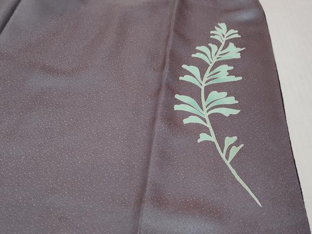 平和屋着物●訪問着　作家物　枝葉文　黒地　金彩　鬼しぼ縮緬　正絹　逸品　DABI9253ud