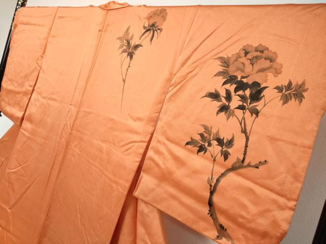平和屋着物●訪問着　手描き　枝花文　正絹　逸品　DABI9254ud
