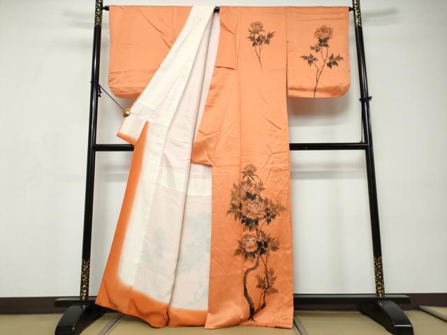 平和屋着物●訪問着　手描き　枝花文　正絹　逸品　DABI9254ud
