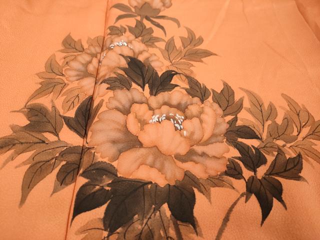 平和屋着物●訪問着　手描き　枝花文　正絹　逸品　DABI9254ud