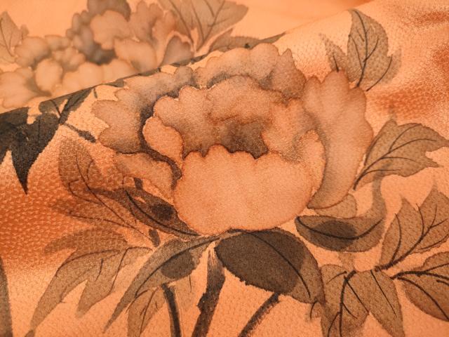 平和屋着物●訪問着　手描き　枝花文　正絹　逸品　DABI9254ud