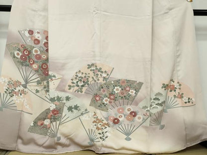 平和屋着物●豪華色留袖　刺繍　扇面草花文　暈し染め　金彩　正絹　逸品　DABI9256ud