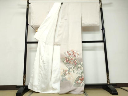 平和屋着物●豪華色留袖　刺繍　扇面草花文　暈し染め　金彩　正絹　逸品　DABI9256ud