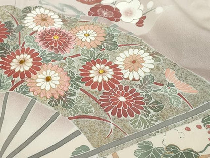 平和屋着物●豪華色留袖　刺繍　扇面草花文　暈し染め　金彩　正絹　逸品　DABI9256ud