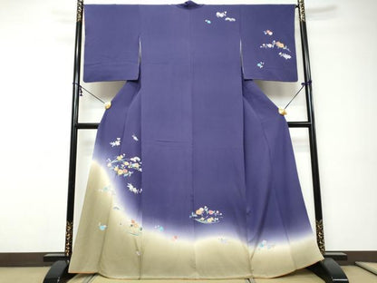 平和屋着物●訪問着　草花文　暈し染め　金彩　正絹　逸品　DABI9257ud