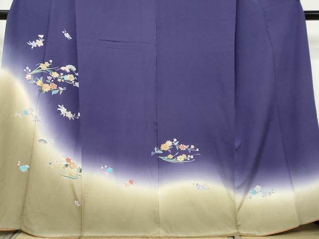 平和屋着物●訪問着　草花文　暈し染め　金彩　正絹　逸品　DABI9257ud