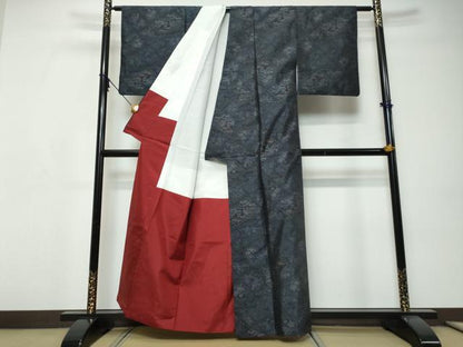 平和屋着物●本場大島紬　風景花菱文　大山謹製　証紙付き　正絹　逸品　DABI9262ud