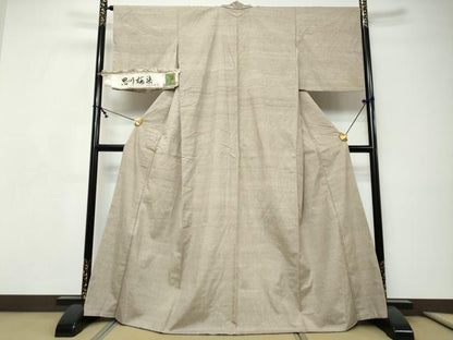 平和屋着物●結城紬　想川桜染　縞　証紙付き　正絹　逸品　DABI9263ud