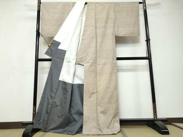 平和屋着物●結城紬　想川桜染　縞　証紙付き　正絹　逸品　DABI9263ud