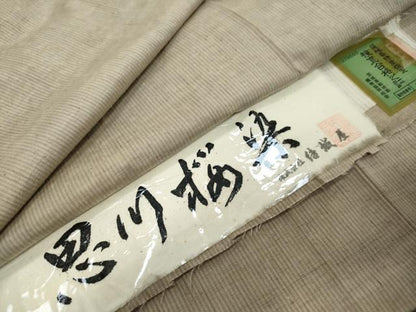 平和屋着物●結城紬　想川桜染　縞　証紙付き　正絹　逸品　DABI9263ud