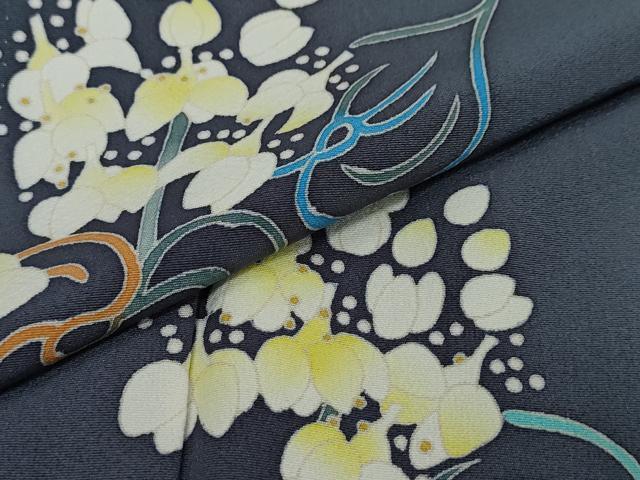 平和屋着物●本加賀友禅作家　茶谷孝志　訪問着　舞鶴草　証紙付き　正絹　逸品　DABI9265ud