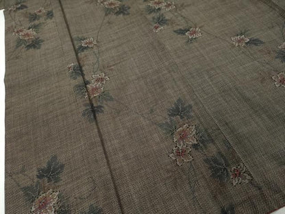 平和屋着物●本場大島紬　7マルキ　草花文　正絹　逸品　DABI9275ud