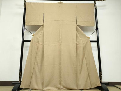 平和屋着物●上質な色無地　草花地紋　伽羅色　正絹　逸品　DABI9276ud