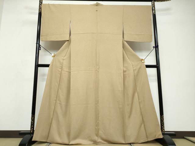 平和屋着物●上質な色無地　草花地紋　伽羅色　正絹　逸品　DABI9276ud