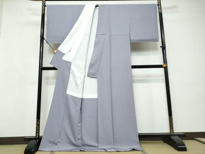 平和屋着物●上質な色無地　藤納戸色　ロング丈　正絹　逸品　未使用　DABI9277ud