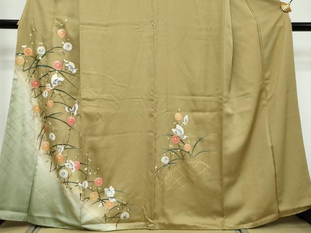 平和屋着物●訪問着　花蝶籬文　暈し染め　金彩　正絹　逸品　DABI9278ud