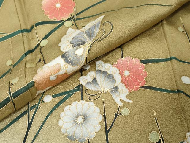 平和屋着物●訪問着　花蝶籬文　暈し染め　金彩　正絹　逸品　DABI9278ud