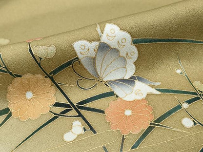 平和屋着物●訪問着　花蝶籬文　暈し染め　金彩　正絹　逸品　DABI9278ud