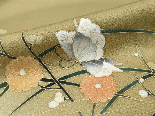 平和屋着物●訪問着　花蝶籬文　暈し染め　金彩　正絹　逸品　DABI9278ud
