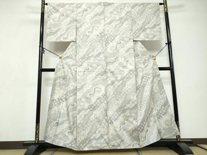 平和屋着物●本場大島紬　白大島　9マルキ　道長花鳥文　正絹　逸品　未使用　DABI9284ud