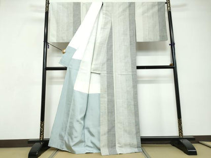 平和屋着物●結城紬　間道　正絹　逸品　DABI9285ud