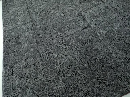 平和屋着物●小紋師　中島久雄　江戸小紋　更紗花文　黒地　正絹　逸品　DABI9287ud