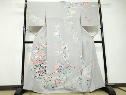 平和屋着物●本加賀友禅作家　三浦江子　訪問着　草花文　正絹　逸品　DABI9288ud