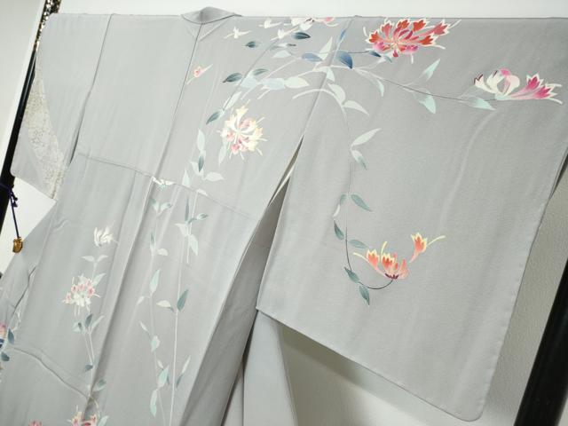平和屋着物●本加賀友禅作家　三浦江子　訪問着　草花文　正絹　逸品　DABI9288ud