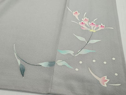 平和屋着物●本加賀友禅作家　三浦江子　訪問着　草花文　正絹　逸品　DABI9288ud