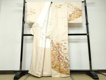 平和屋着物●訪問着　御所車草花文　金彩　ますいわ屋扱い　正絹　逸品　DABI9289ud