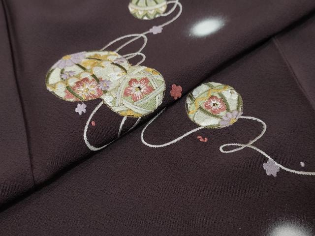 平和屋着物●訪問着　総刺繍　手毬花文　蛍暈し　金糸　さが美扱い　正絹　逸品　DABI9291ud