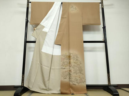 平和屋着物●中国三大刺繍　スワトウ刺繍　汕頭刺繍　総刺繍　訪問着　人物風景文　暈し染め　金銀糸　正絹　逸品　未使用　DABI9292ud