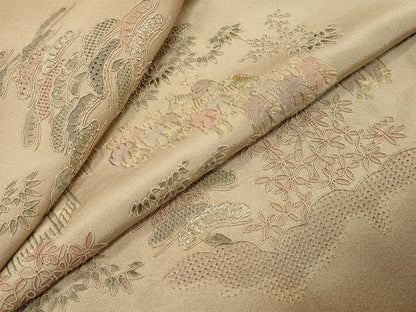 平和屋着物●中国三大刺繍　スワトウ刺繍　汕頭刺繍　総刺繍　訪問着　人物風景文　暈し染め　金銀糸　正絹　逸品　未使用　DABI9292ud
