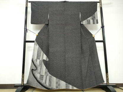 平和屋着物●訪問着　吉祥文　黒地　正絹　逸品　DABI9294ud