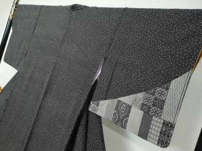 平和屋着物●訪問着　吉祥文　黒地　正絹　逸品　DABI9294ud