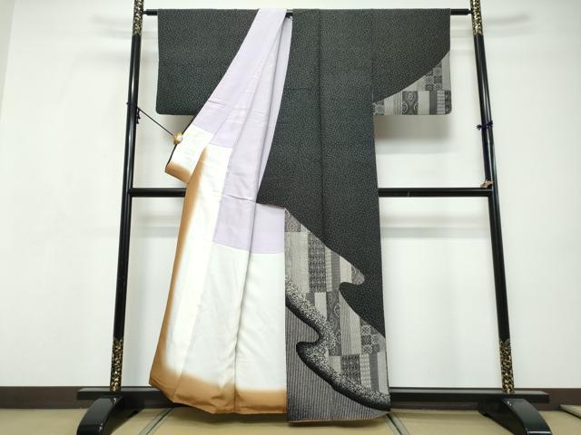 平和屋着物●訪問着　吉祥文　黒地　正絹　逸品　DABI9294ud