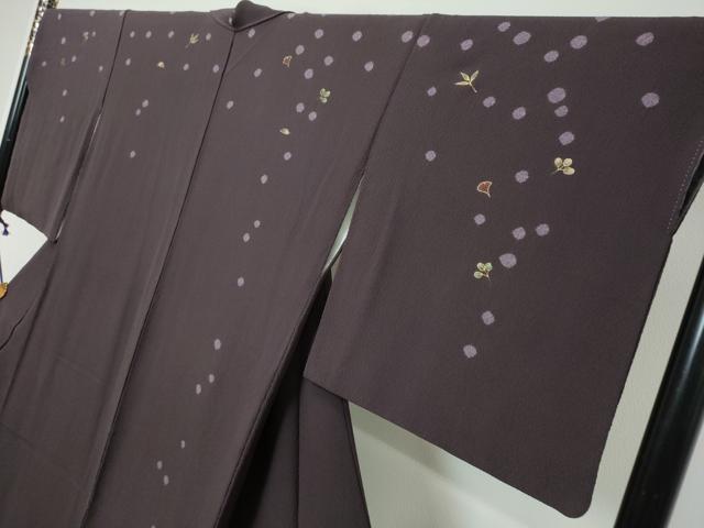 平和屋着物●訪問着　絞り　刺繍　舞葉文　金彩　正絹　逸品　DABI9296ud