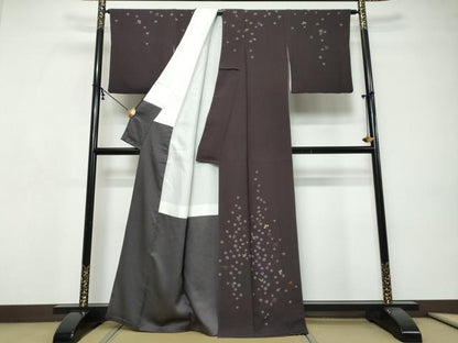 平和屋着物●訪問着　絞り　刺繍　舞葉文　金彩　正絹　逸品　DABI9296ud