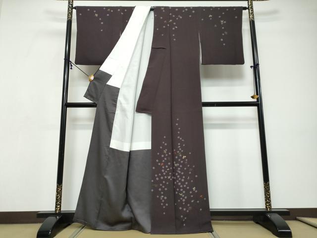 平和屋着物●訪問着　絞り　刺繍　舞葉文　金彩　正絹　逸品　DABI9296ud