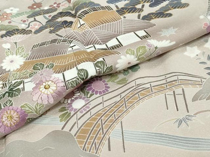 平和屋着物●西陣　京の名門　じゅらく謹製　帝王紫　訪問着　駒刺繍　風景草花文　暈し染め　金彩　正絹　逸品　未使用　DABI9297ud