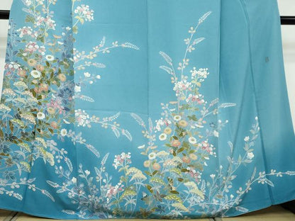 平和屋着物●訪問着　友禅　作家物　草花文　正絹　逸品　DABI9298ud