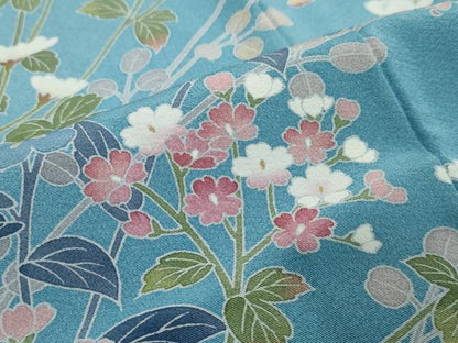 平和屋着物●訪問着　友禅　作家物　草花文　正絹　逸品　DABI9298ud