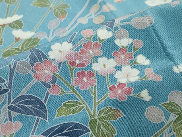 平和屋着物●訪問着　友禅　作家物　草花文　正絹　逸品　DABI9298ud